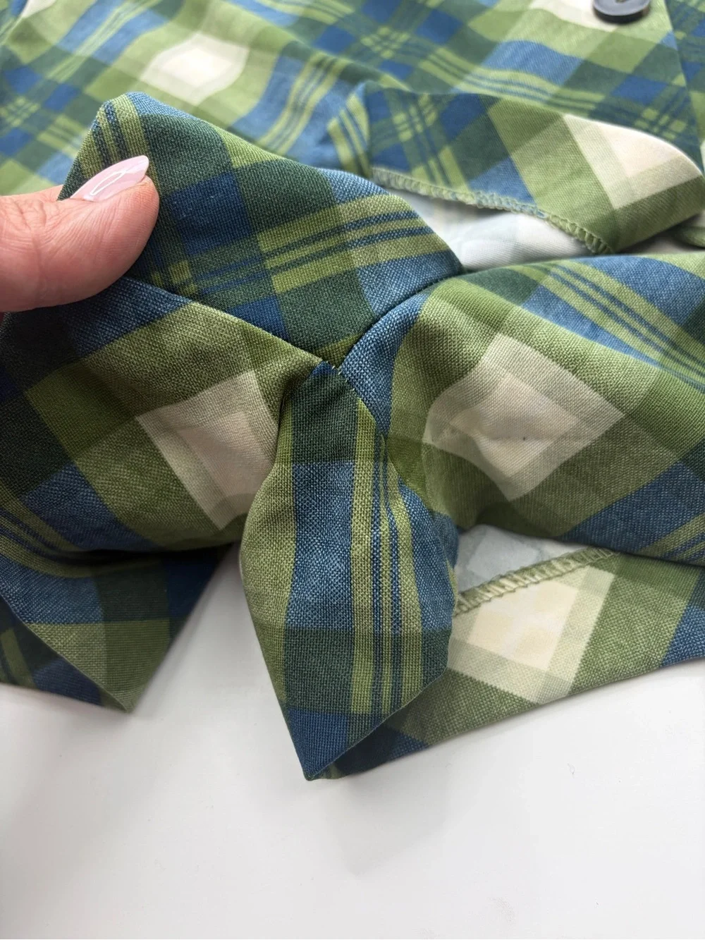 WeWoreWhat wrap top and mini skirt set in vintage plaid green small GUC